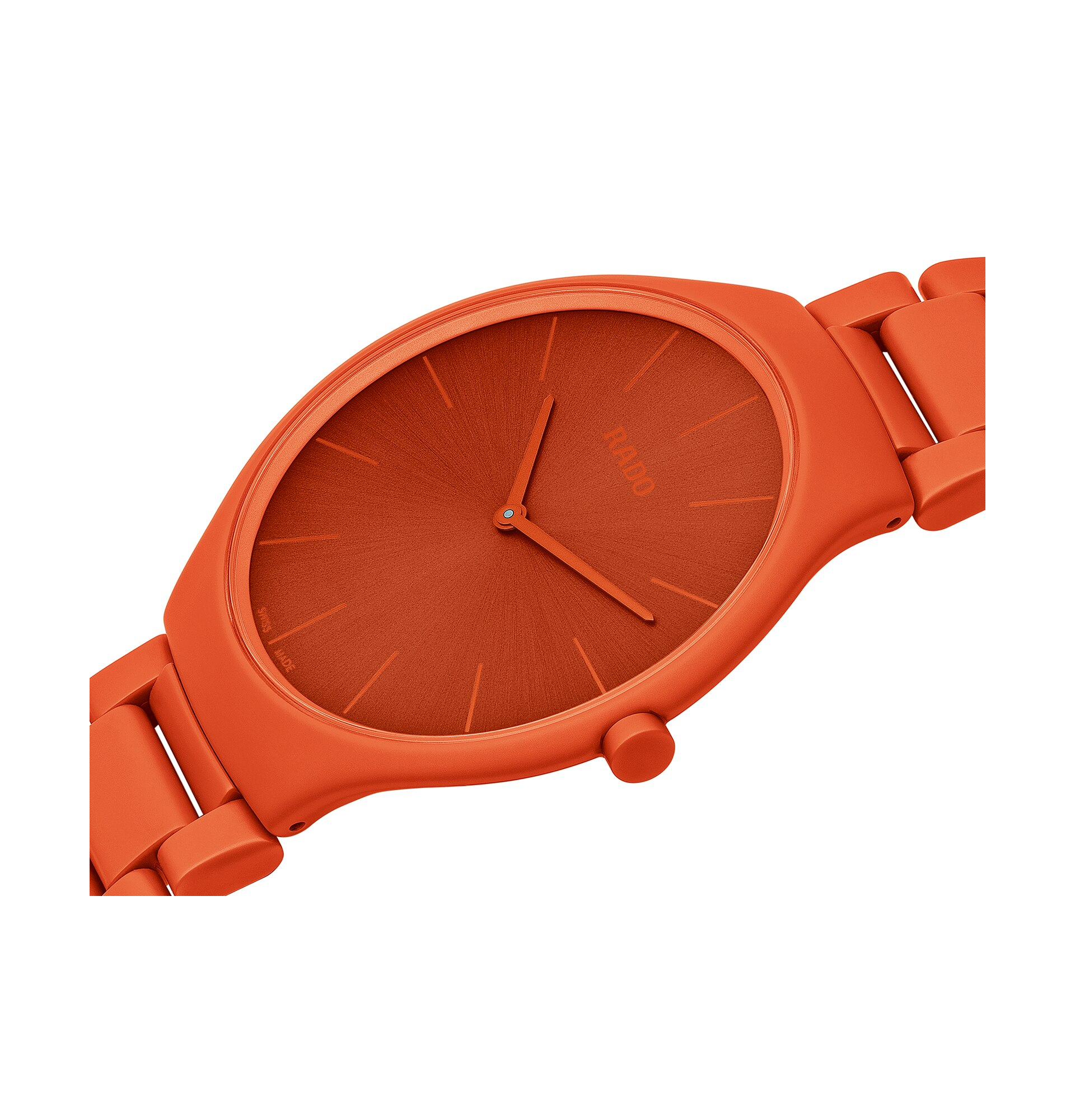 Rado Rado True Thinline Le Corbusier R27095652 , true thinline швейцария мужские часы на браслете высокотехнологичная керамика + титан боковой вид